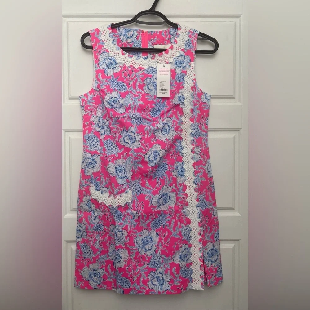 Lilly Pulitzer Ginge Shift Romper Dress Roxie Pink Wave N Sea Size 2 NEW - Picture 1 of 6
